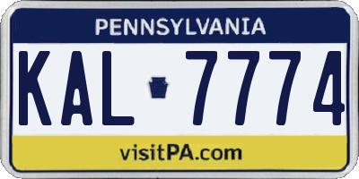 PA license plate KAL7774