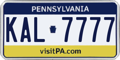 PA license plate KAL7777