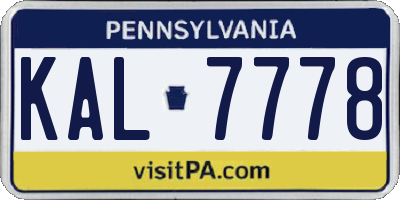 PA license plate KAL7778