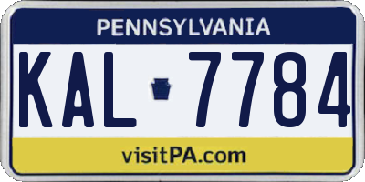PA license plate KAL7784