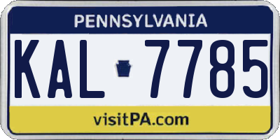 PA license plate KAL7785