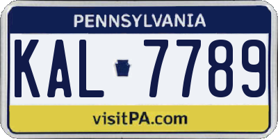 PA license plate KAL7789