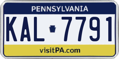 PA license plate KAL7791