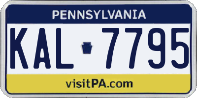 PA license plate KAL7795