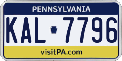 PA license plate KAL7796