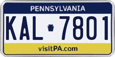 PA license plate KAL7801