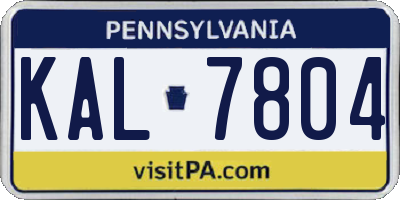 PA license plate KAL7804