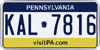 PA license plate KAL7816