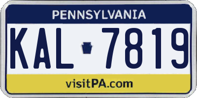 PA license plate KAL7819