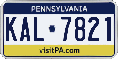 PA license plate KAL7821