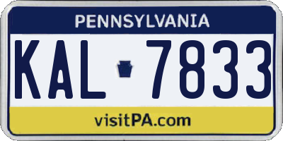 PA license plate KAL7833