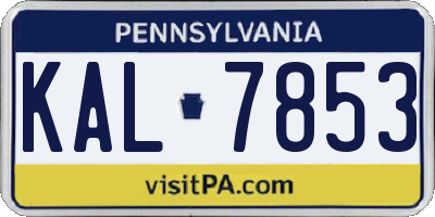 PA license plate KAL7853