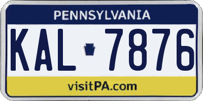 PA license plate KAL7876