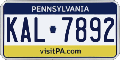 PA license plate KAL7892