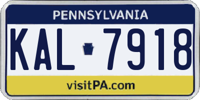 PA license plate KAL7918