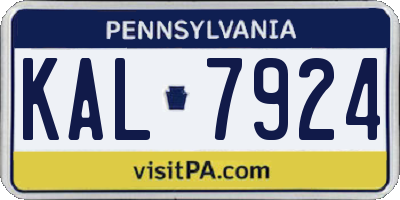PA license plate KAL7924