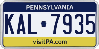 PA license plate KAL7935