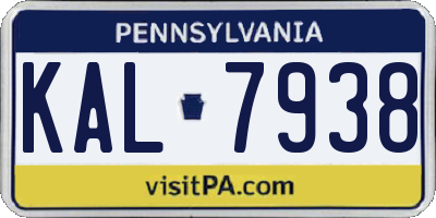 PA license plate KAL7938