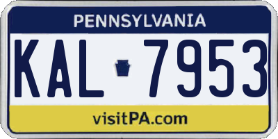 PA license plate KAL7953