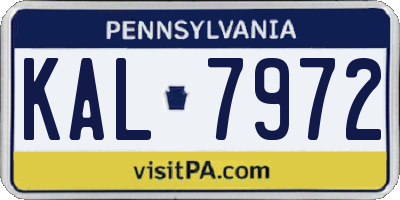 PA license plate KAL7972