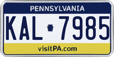 PA license plate KAL7985