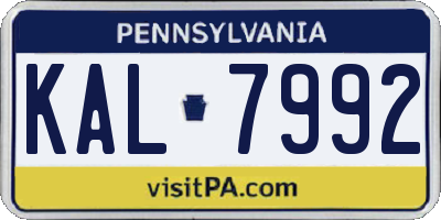 PA license plate KAL7992
