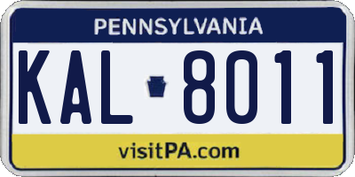 PA license plate KAL8011