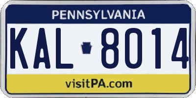 PA license plate KAL8014