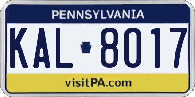 PA license plate KAL8017