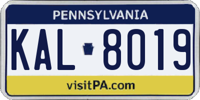 PA license plate KAL8019