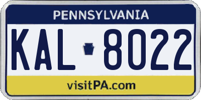 PA license plate KAL8022