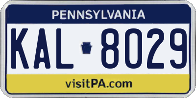 PA license plate KAL8029