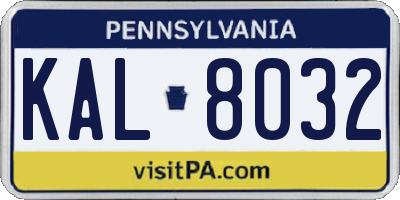 PA license plate KAL8032