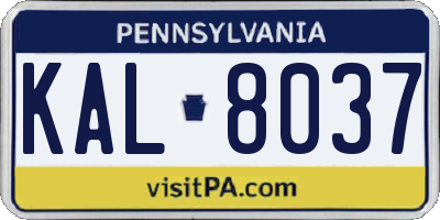 PA license plate KAL8037