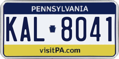 PA license plate KAL8041