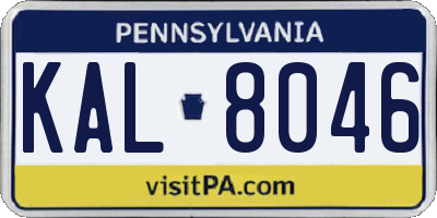 PA license plate KAL8046