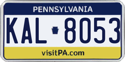 PA license plate KAL8053