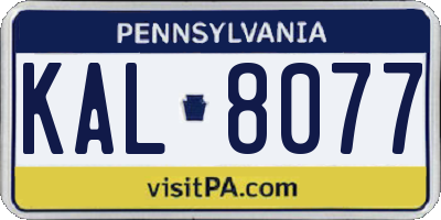 PA license plate KAL8077