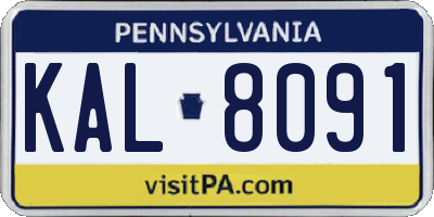 PA license plate KAL8091