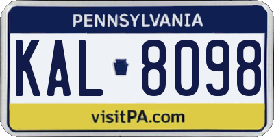PA license plate KAL8098