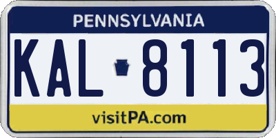 PA license plate KAL8113