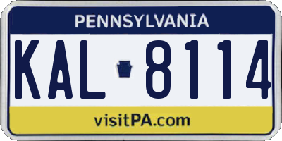 PA license plate KAL8114