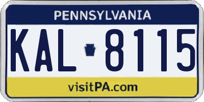 PA license plate KAL8115