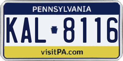 PA license plate KAL8116