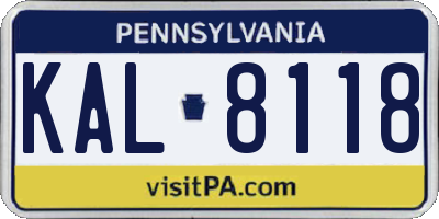 PA license plate KAL8118