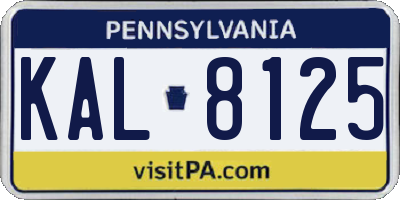 PA license plate KAL8125