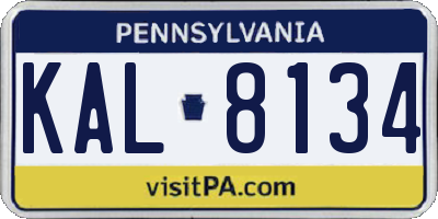 PA license plate KAL8134