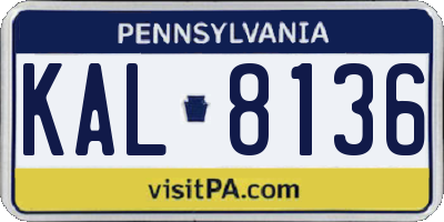 PA license plate KAL8136