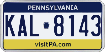 PA license plate KAL8143