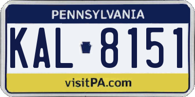 PA license plate KAL8151
